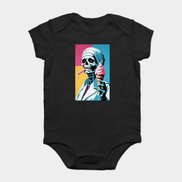 Retro Mummy Eating Ice Cream Baby Bodysuit by Grave Digs